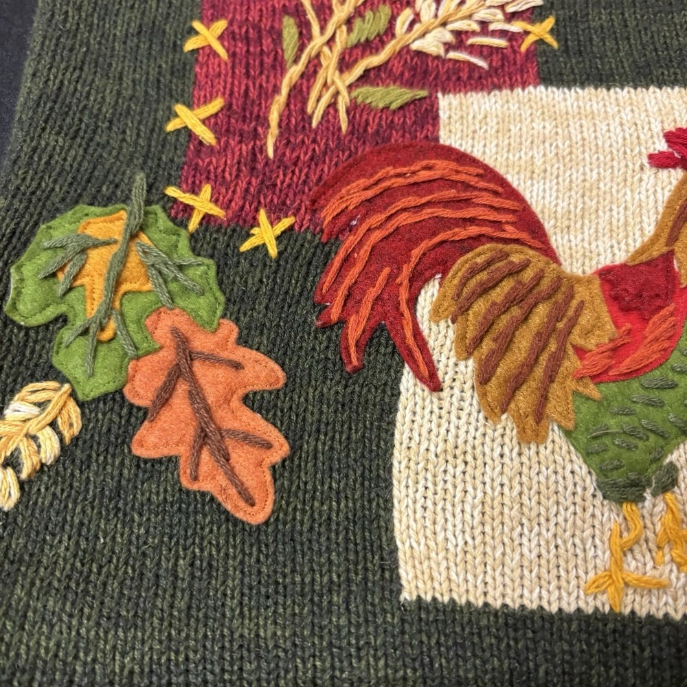 Vintage Tiara International Harvest Sweater Vest Zip Embroidered Cottagecore L - Picture 2 of 12